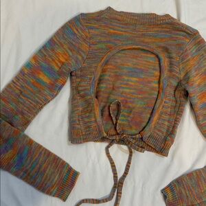 Edikted Bow Crop Sweater Multi Color, Space Dye Knit